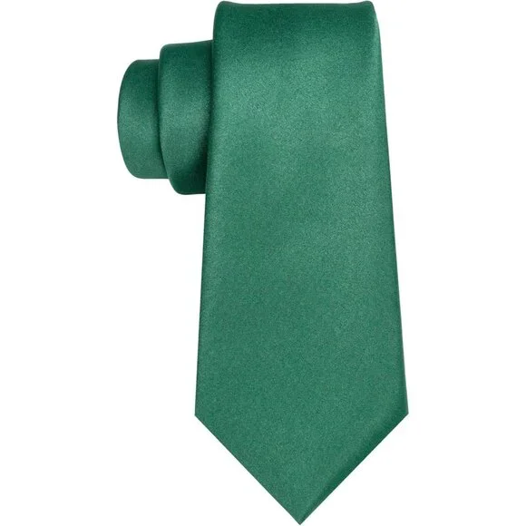 Men's Emerald Green Solid Pure Color Imported Polyester Formal Neck Ties - Picture 4 of 4